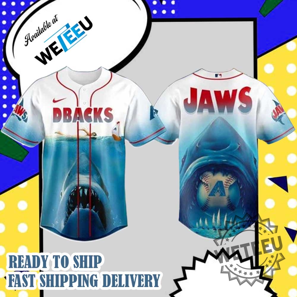 "Top 2025 MLB Jerseys: Jaws and Lilo & Stitch Collaborations" 3 Arizona Diamondbacks X Jaws 2025 Baseball Jersey