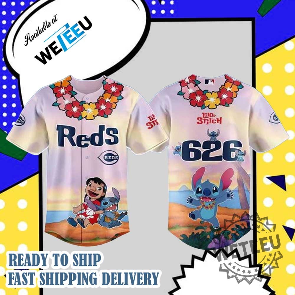 "Top 2025 MLB Jerseys: Jaws and Lilo & Stitch Collaborations" 5 Cincinnati Reds Mlb X Lilo Stitch Personalized Baseball Jersey