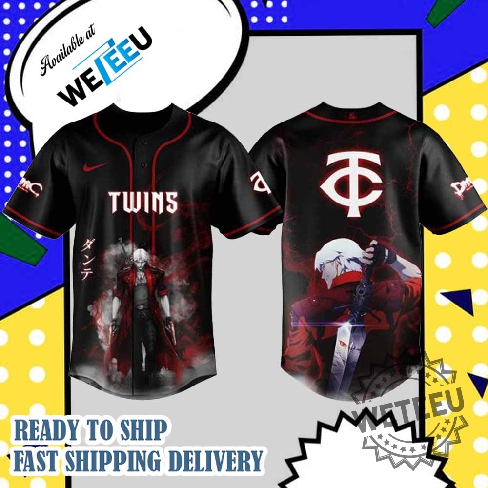 "Top 2025 MLB Jerseys: Jaws and Lilo & Stitch Collaborations" 9 Minnesota Twins Mlb X Dante Devil May Cry Personalized Baseball Jersey