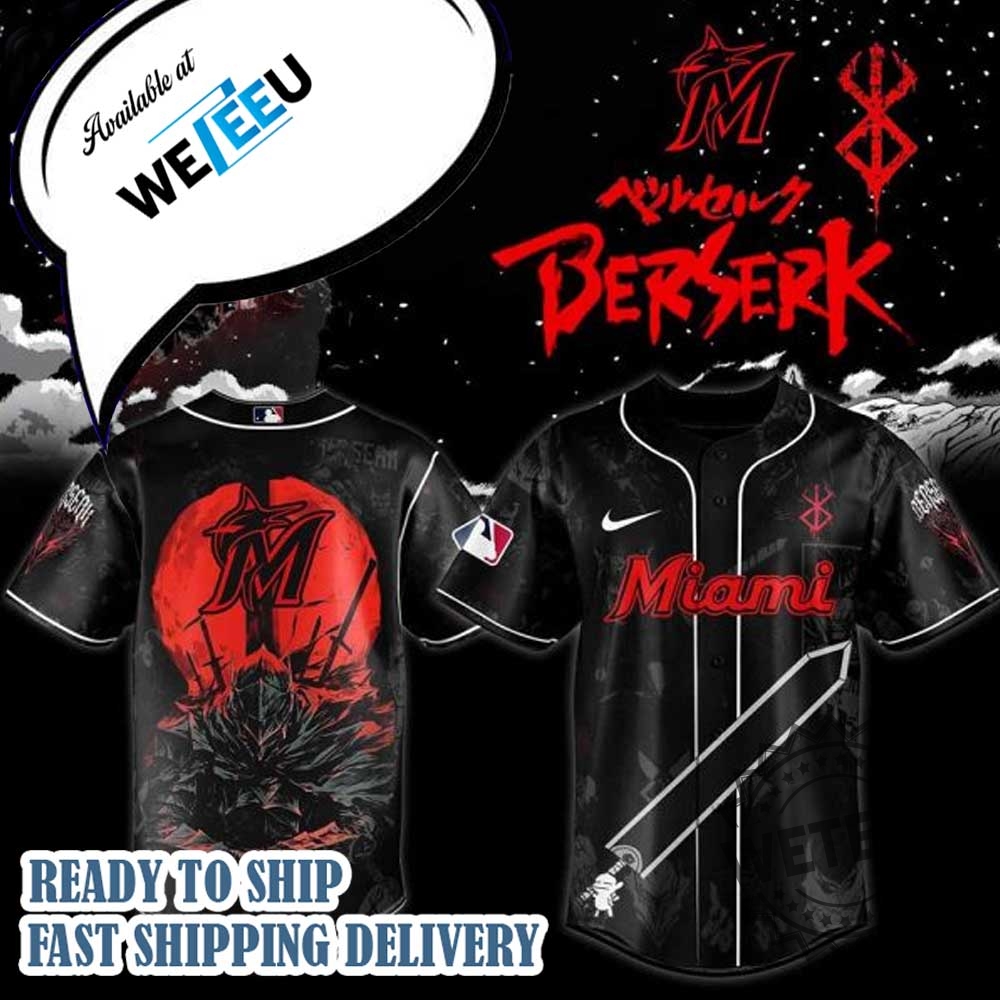 Miami Marlins Mlb X Berserk Personalized Baseball Jersey 3 Miami Marlins MLB X Berserk Personalized Baseball Jersey
