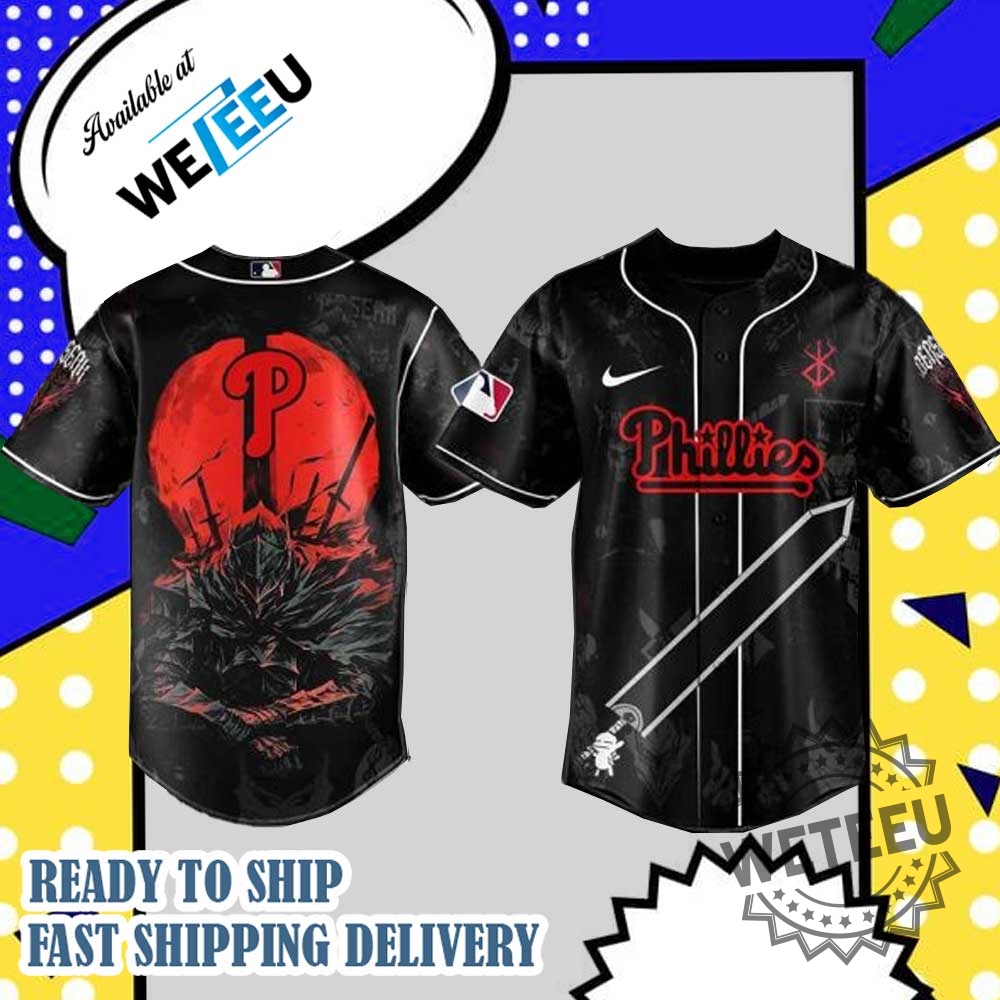 "Customized MLB x Berserk Baseball Jerseys: Show Your Team Spirit!" 6 Philadelphia Phillies Mlb X Berserk Personalized Baseball Jersey