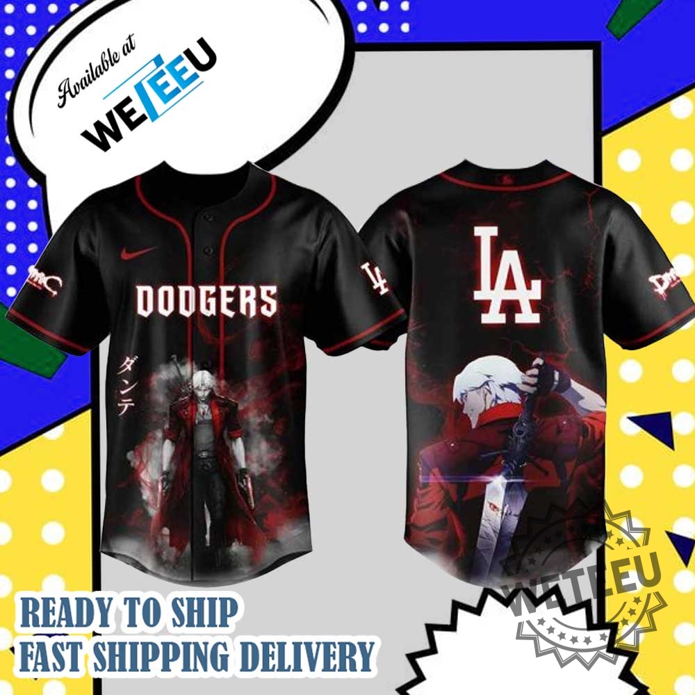 "Customized MLB x Berserk Baseball Jerseys: Show Your Team Spirit!" 12 Los Angeles Dodgers Mlb X Dante Devil May Cry Personalized Baseball Jersey