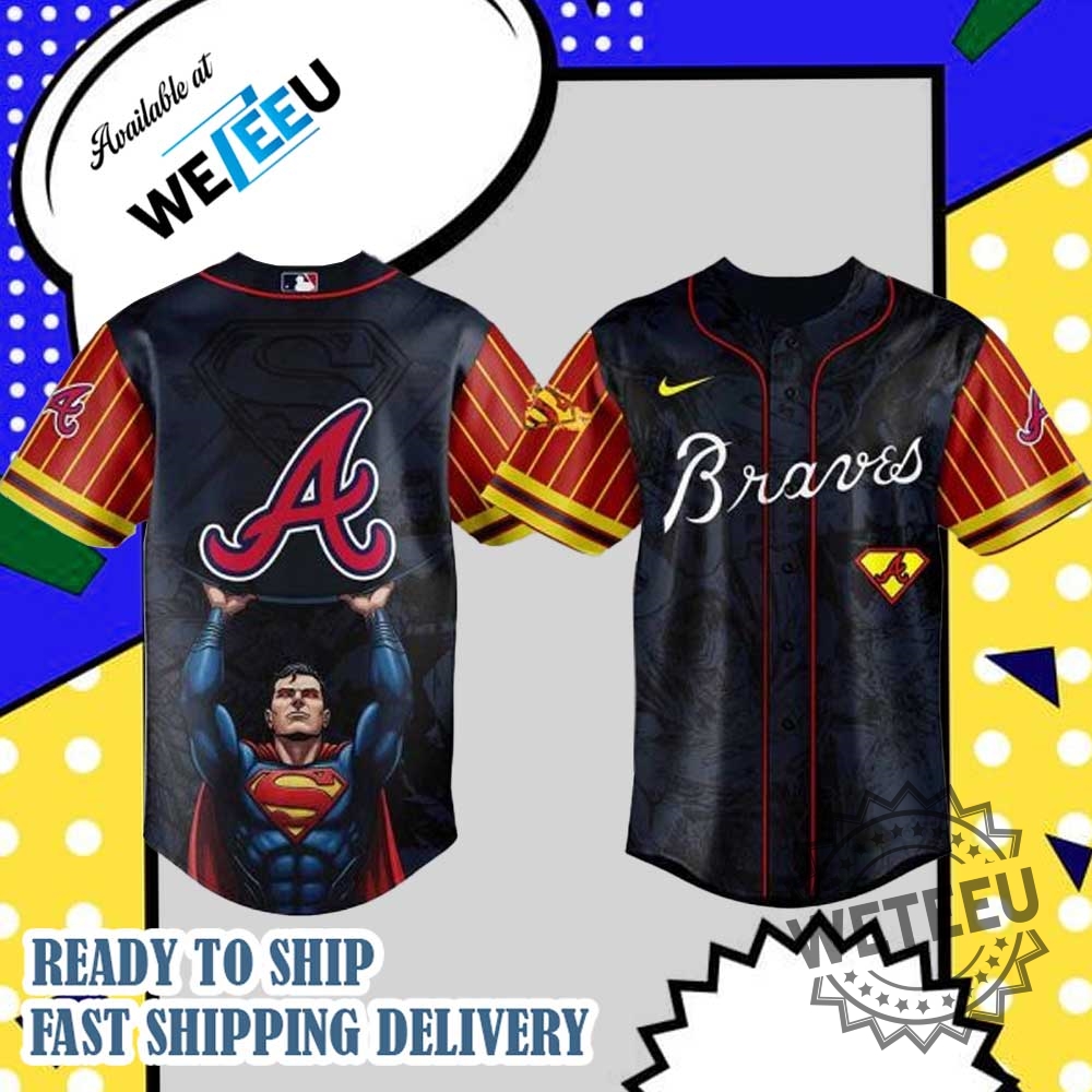 "Customized MLB x Berserk Baseball Jerseys: Show Your Team Spirit!" 14 Atlanta Braves Mlb X Superman Personalized Baseball Jersey