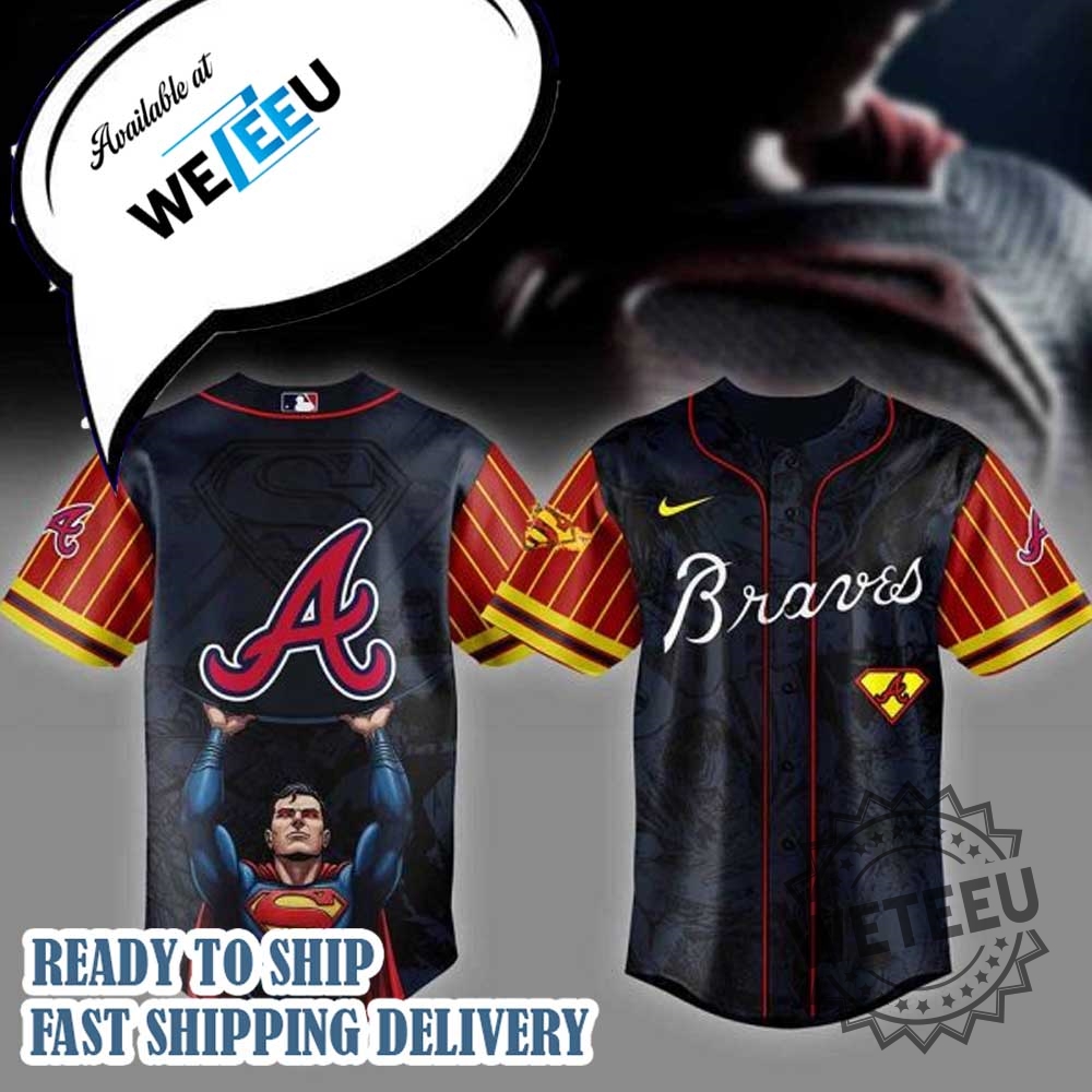 Atlanta Braves Mlb X Superman Personalized Baseball Jersey 3 Atlanta Braves MLB x Superman Personalized Baseball Jersey