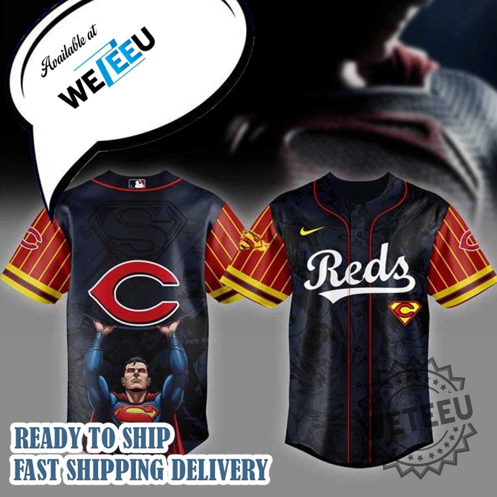 Cincinnati Reds Mlb X Superman Personalized Baseball Jersey 3 Cincinnati Reds MLB x Superman Personalized Baseball Jersey