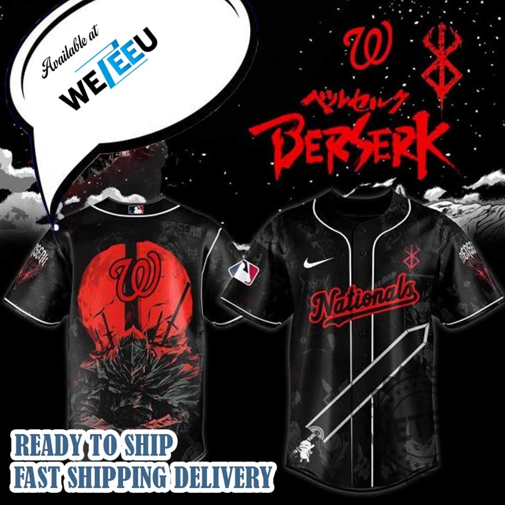 Washington Nationals Mlb X Berserk Personalized Baseball Jersey 3 Washington Nationals MLB X Berserk Personalized Baseball Jersey