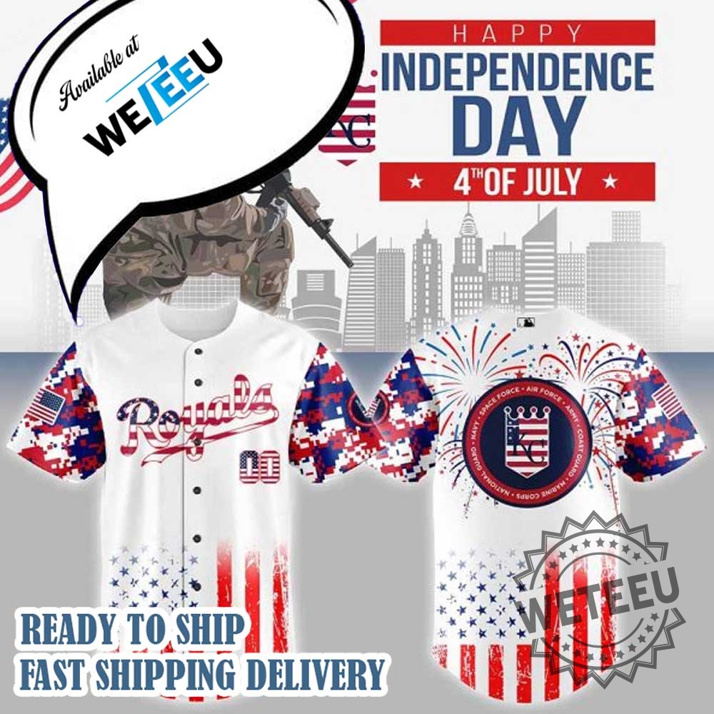 Kansas City Royals Mlb X The 4Th Of July X Military Personalized Baseball Jersey 3 Kansas City Royals MLB X The 4th Of July X Military Personalized Baseball Jersey