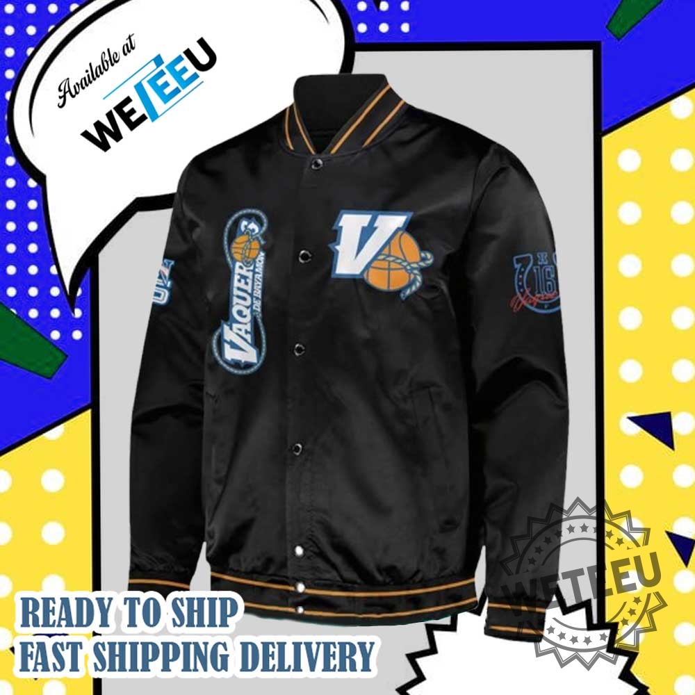 Vaqueros De Bayamón Bsn 2025 Black Bomber Jacket 4 Vaqueros de Bayamón BSN 2025 Black Bomber Jacket