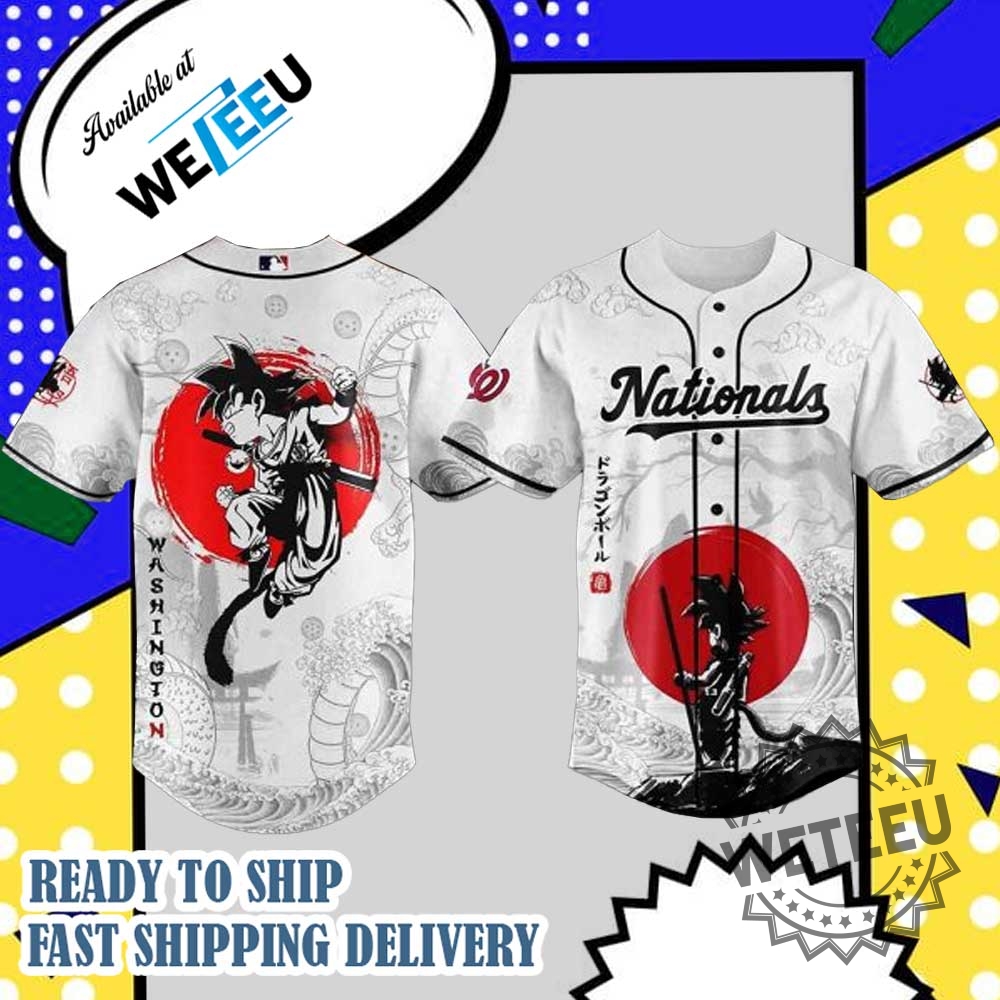 Washington Nationals Mlb X Dragon Ball Custom Baseball Jersey 3 Washington Nationals MLB X Dragon Ball Custom Baseball Jersey