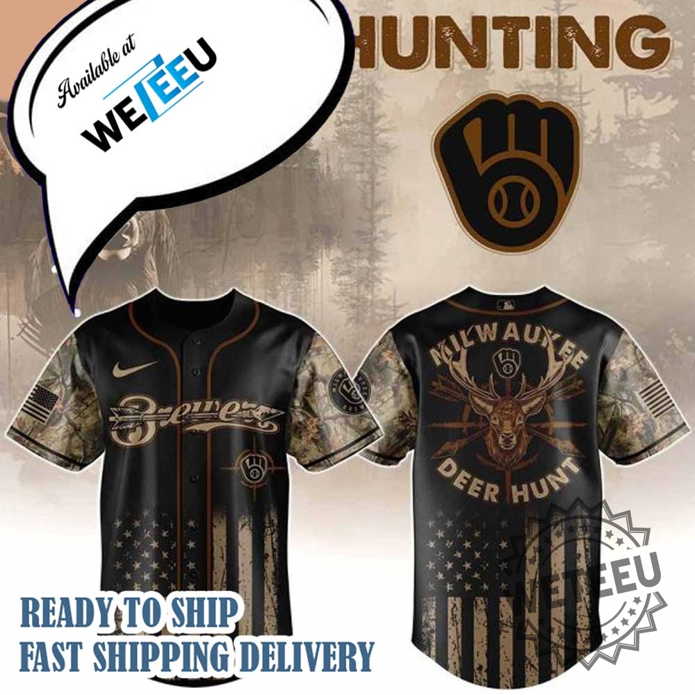 Milwaukee Brewers Mlb X Deer Hunting Personalized Baseball Jersey