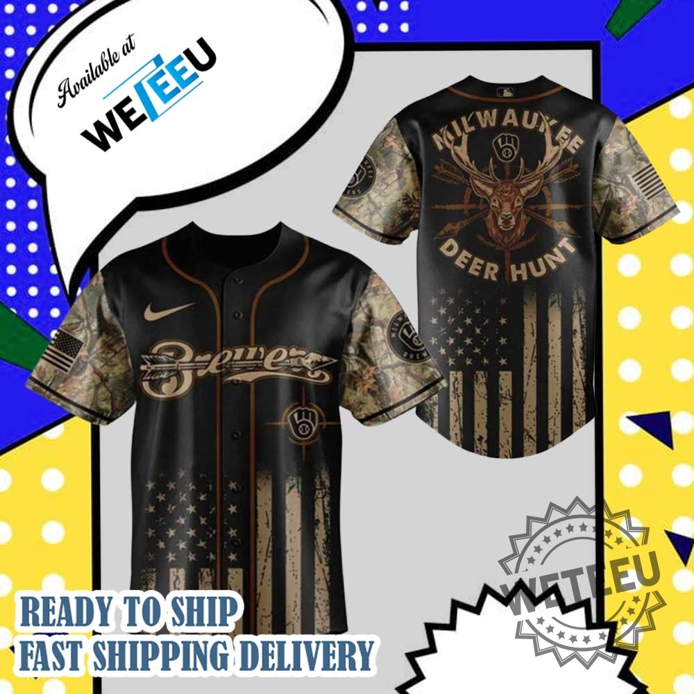 Milwaukee Brewers Mlb X Deer Hunting Personalized Baseball Jersey 7 Milwaukee Brewers MLB X Deer Hunting Personalized Baseball Jersey