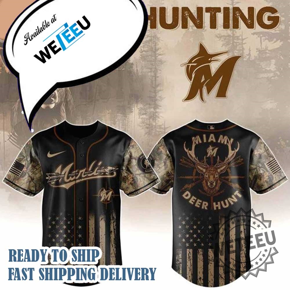 Miami Marlins Mlb X Deer Hunting Personalized Baseball Jersey