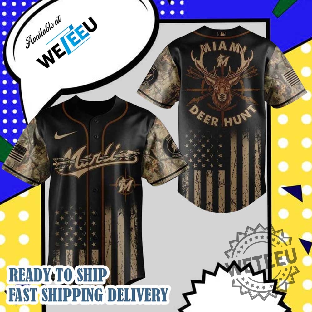 Miami Marlins Mlb X Deer Hunting Personalized Baseball Jersey 7 Miami Marlins MLB X Deer Hunting Personalized Baseball Jersey