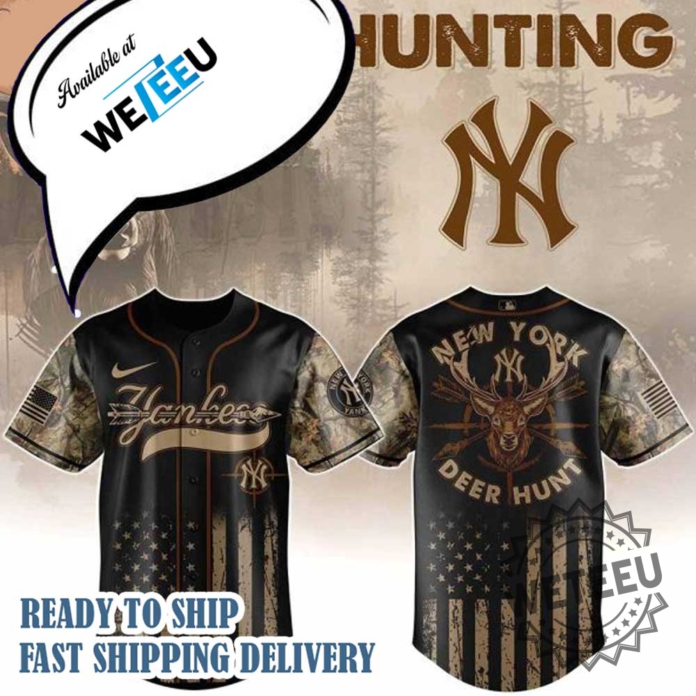 New York Yankees Mlb X Deer Hunting Personalized Baseball Jersey