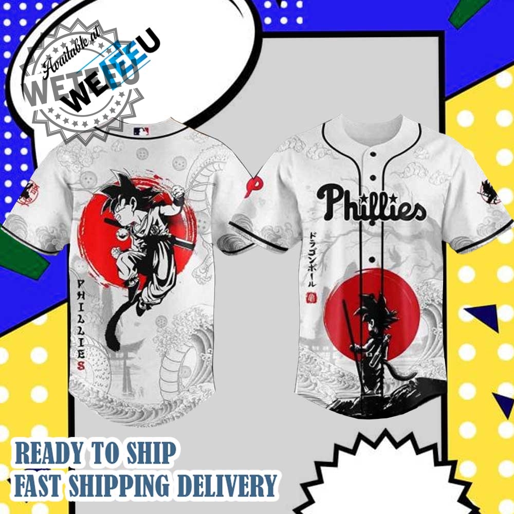 "Top 2025 MLB & NBA Team Jerseys: Yankees, Dodgers, Padres, More!" 15 Philadelphia Phillies Mlb X Dragon Ball Custom Baseball Jersey
