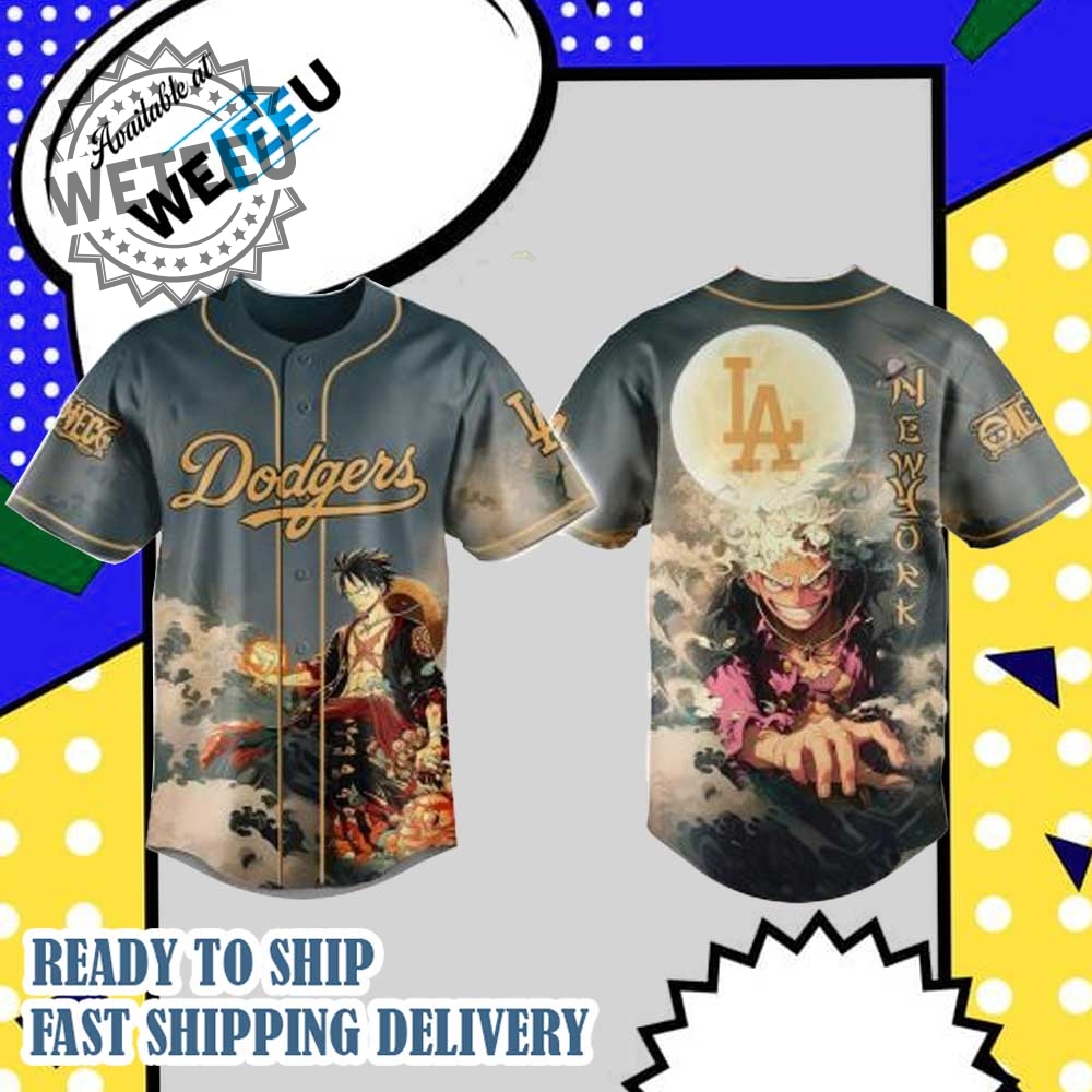 "Top 2025 MLB & NBA Team Jerseys: Yankees, Dodgers, Padres, More!" 21 La Dodgers X One Piece Straw Hat Luffy Gear 5 Baseball Jersey