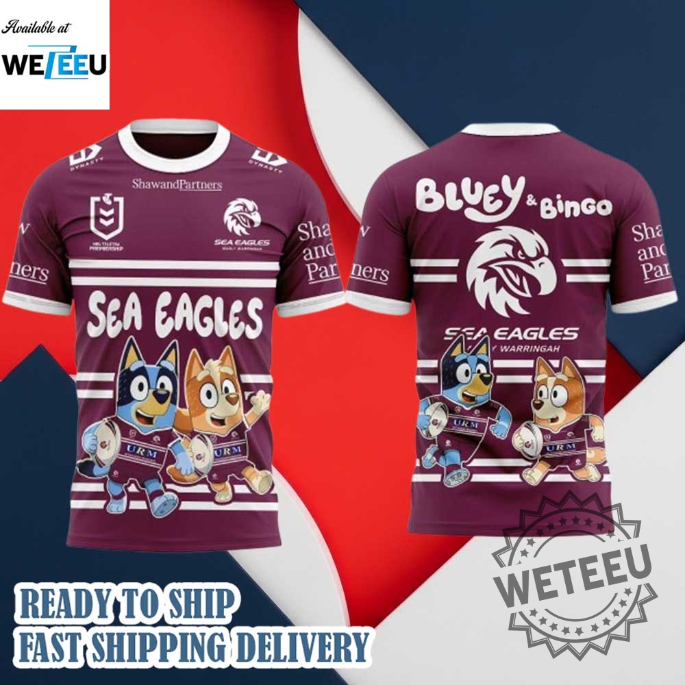 Manly Warringah Sea Eagles Nrl X Bluey And Bingo 2025 Shirt