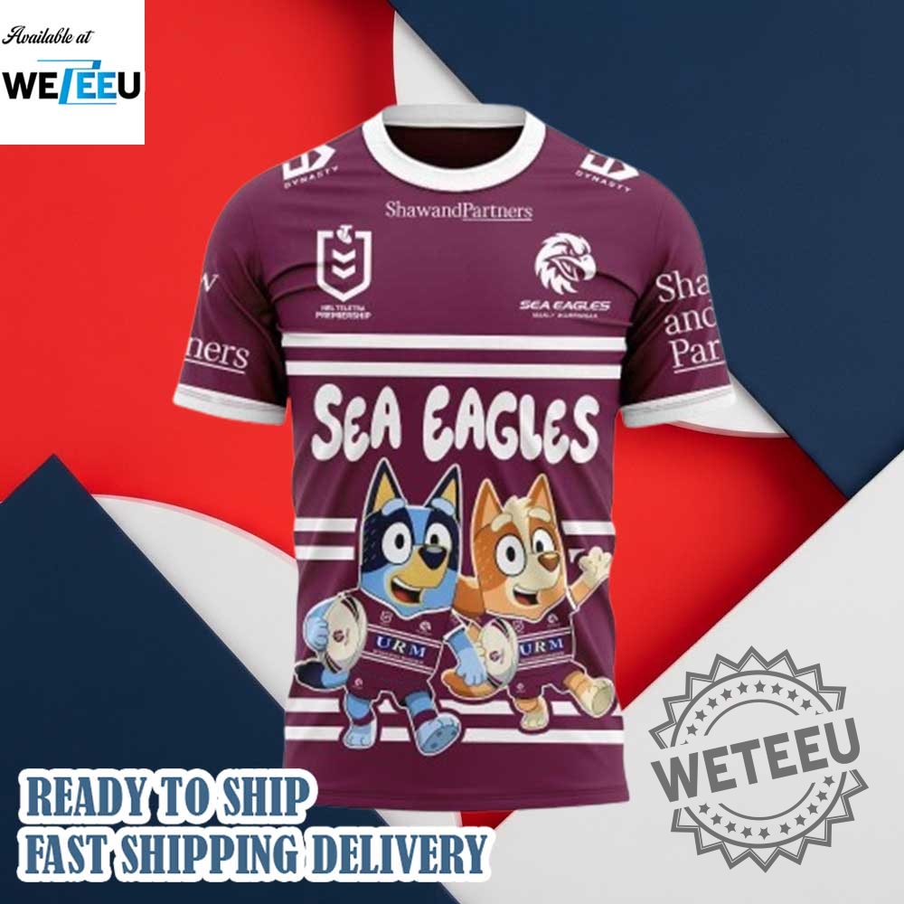Manly Warringah Sea Eagles Nrl X Bluey And Bingo 2025 Shirt 4 Manly Warringah Sea Eagles NRL x Bluey and Bingo 2025 Shirt