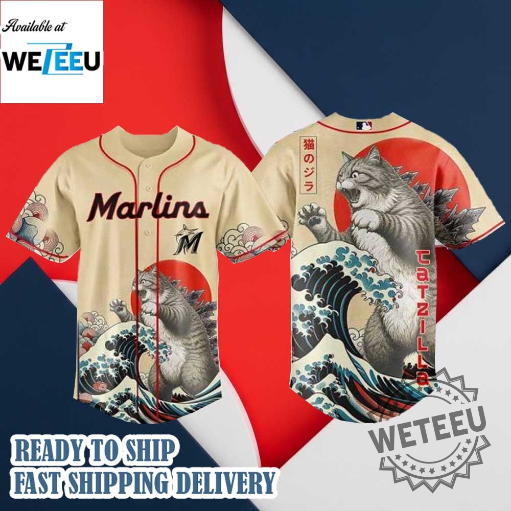 Miami Marlins Mlb X Catzilla Personalized Baseball Jersey