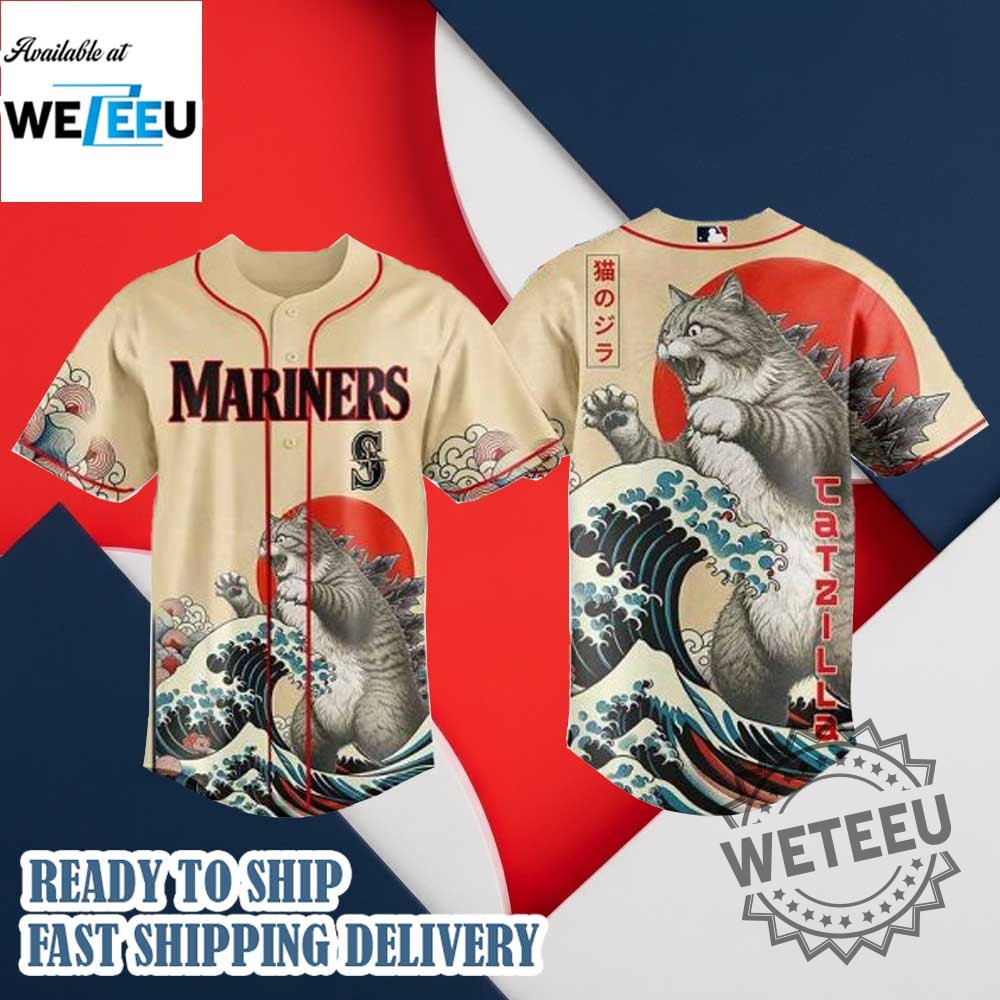 Seattle Mariners Mlb X Catzilla Personalized Baseball Jersey