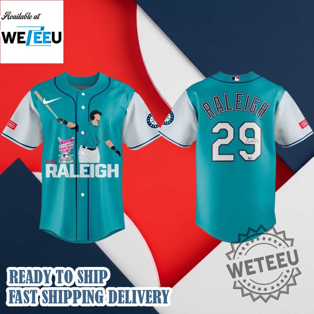 "Custom MLB Jerseys: Catzilla, Dragon Ball, and Post Malone Shirts" 27 Seattle Mariners Cal Raleigh Mlb Home Run Derby 2025 Baseball Jersey