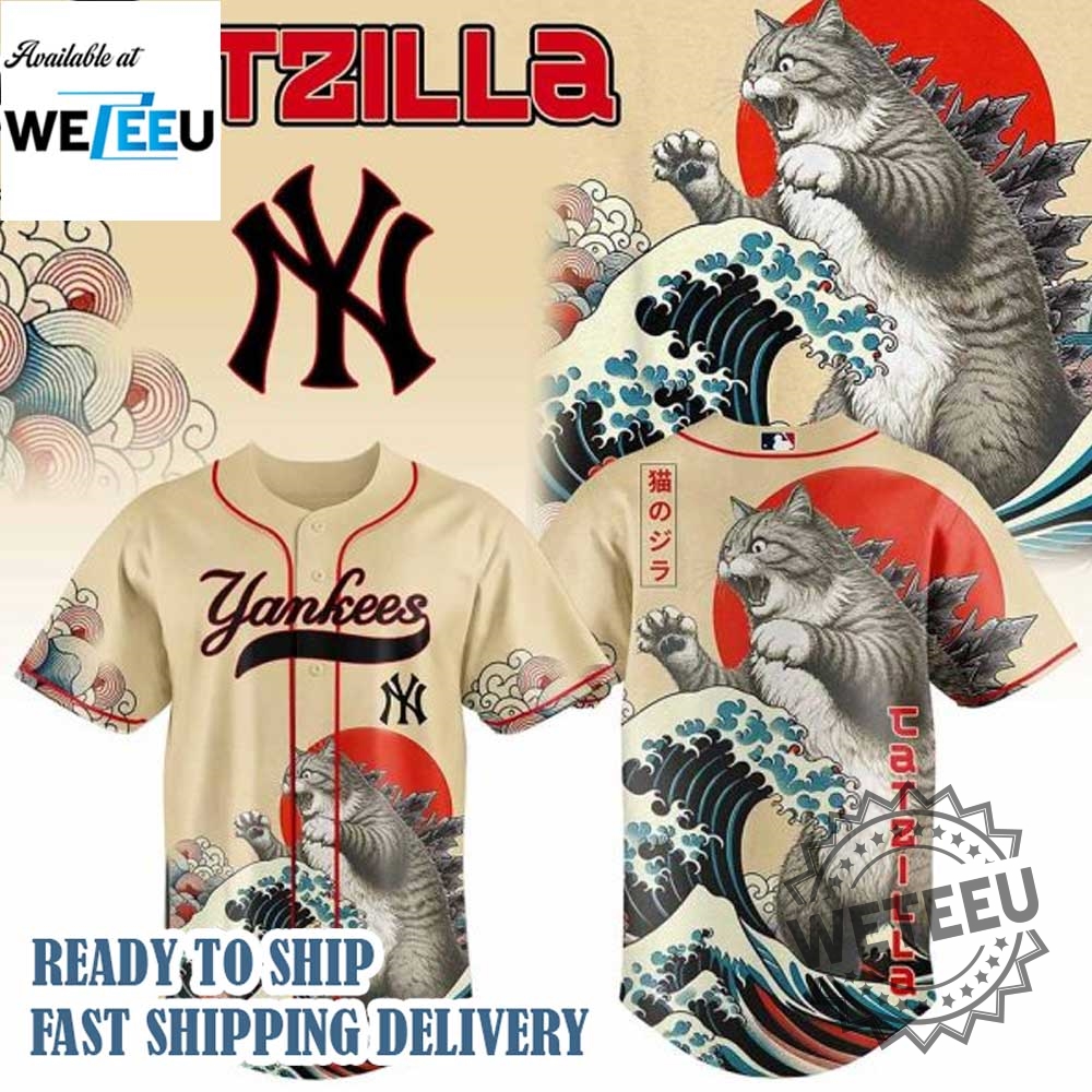 New York Yankees Mlb X Catzilla Personalized Baseball Jersey 3 New York Yankees MLB X Catzilla Personalized Baseball Jersey