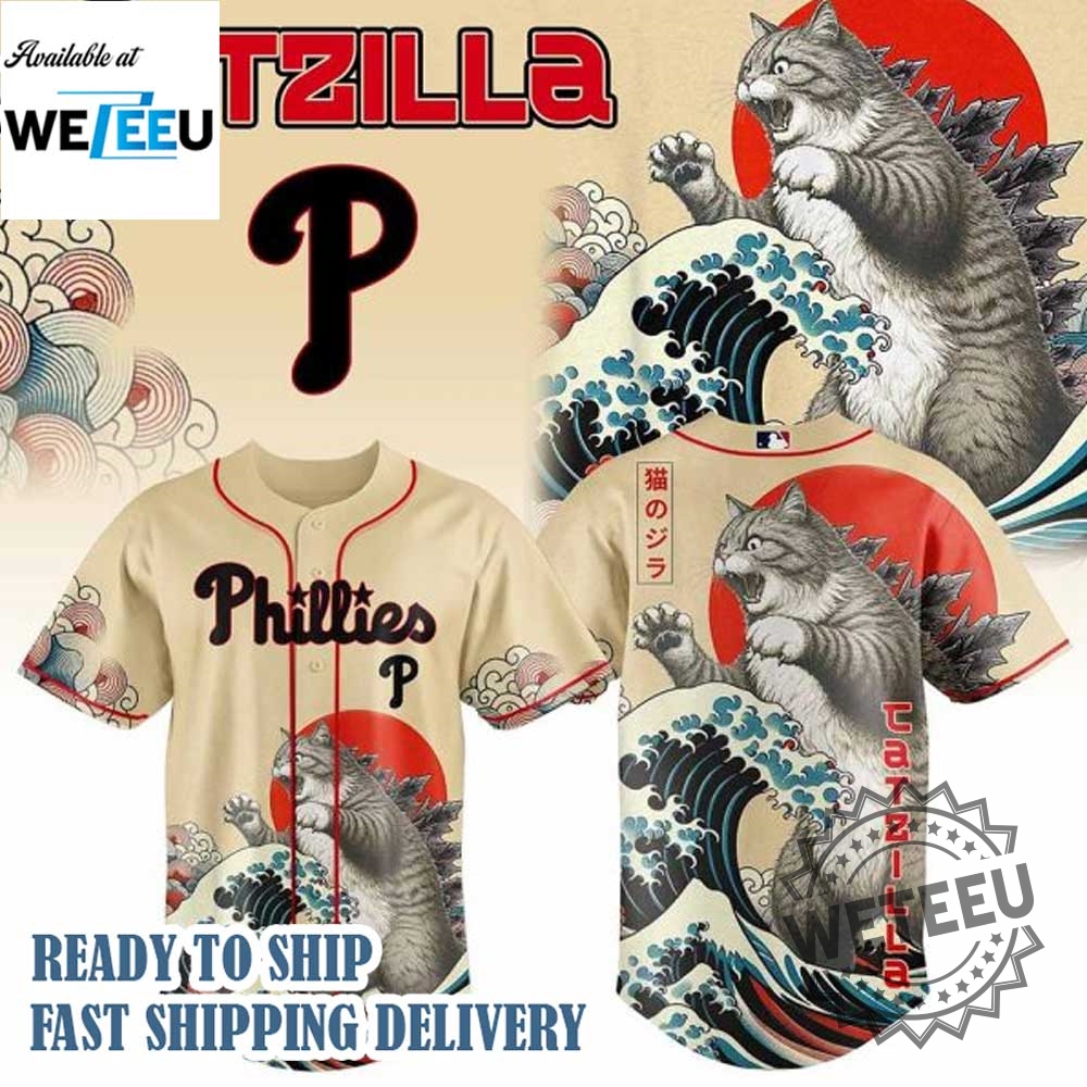 Philadelphia Phillies Mlb X Catzilla Personalized Baseball Jersey 3 Philadelphia Phillies MLB X Catzilla Personalized Baseball Jersey
