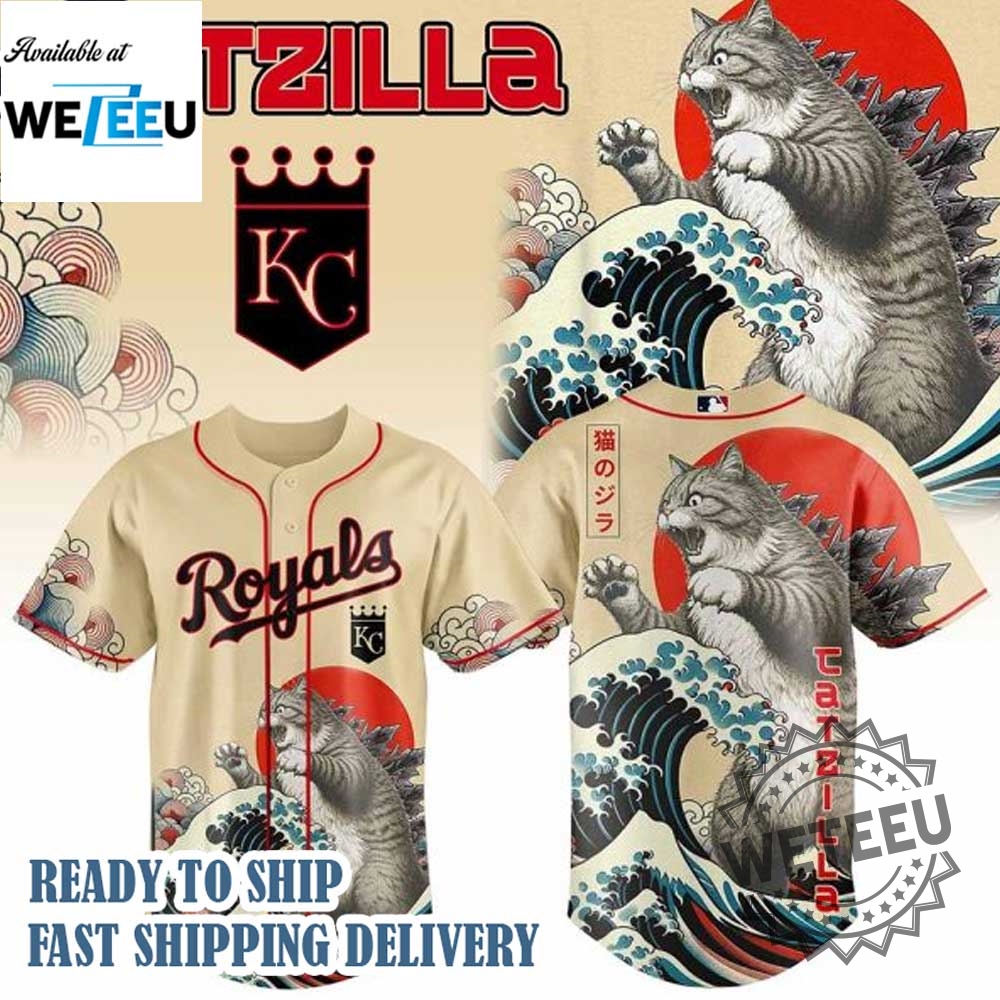 Kansas City Royals Mlb X Catzilla Personalized Baseball Jersey 3 Kansas City Royals MLB X Catzilla Personalized Baseball Jersey