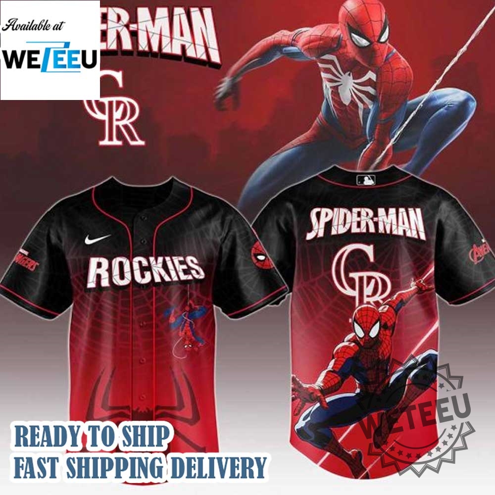 Colorado Rockies Mlb X Spider Man Game Night Baseball Jersey 3 Colorado Rockies MLB x Spider Man Game Night Baseball Jersey