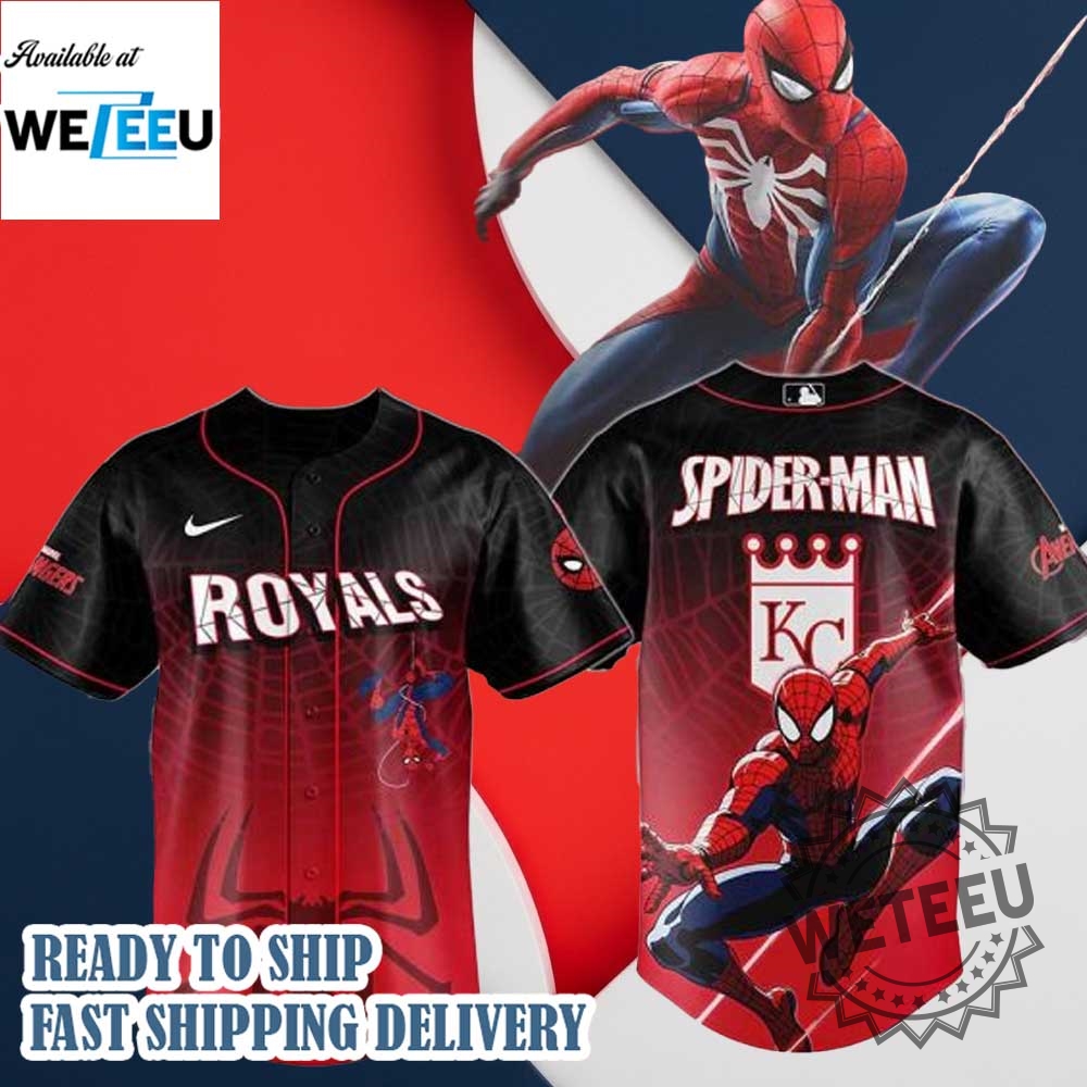 "Top Trendy Baseball Jackets and Jerseys: Alan Jackson to Spider-Man" 5 Kansas City Royals Mlb X Spider Man Game Night Baseball Jersey