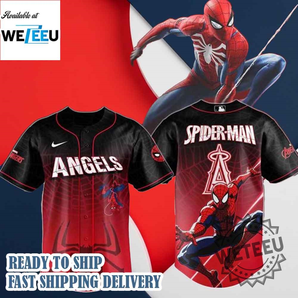 "Top Trendy Baseball Jackets and Jerseys: Alan Jackson to Spider-Man" 9 Los Angeles Angels Mlb X Spider Man Game Night Baseball Jersey