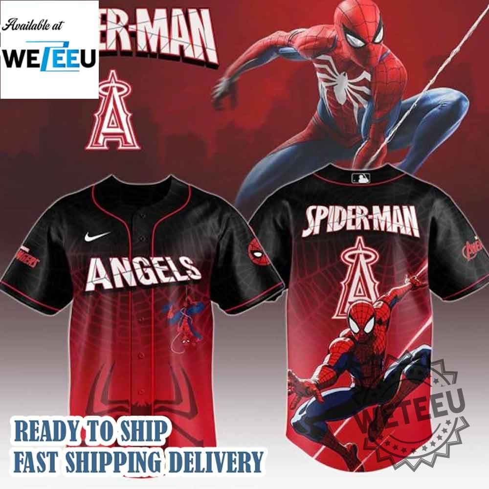 Los Angeles Angels Mlb X Spider Man Game Night Baseball Jersey 3 Los Angeles Angels MLB x Spider Man Game Night Baseball Jersey