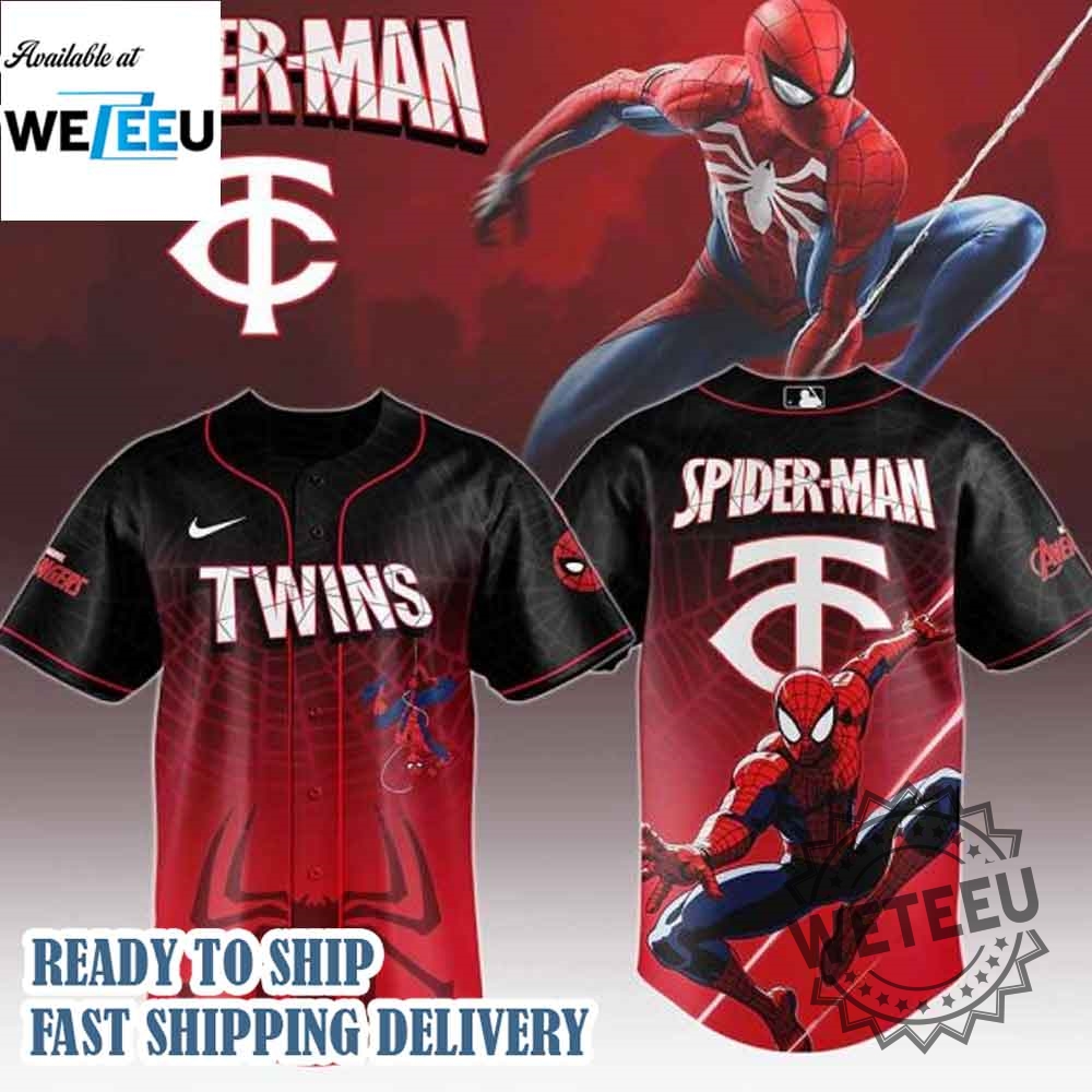 Minnesota Twins Mlb X Spider Man Game Night Baseball Jersey 3 Minnesota Twins MLB x Spider Man Game Night Baseball Jersey