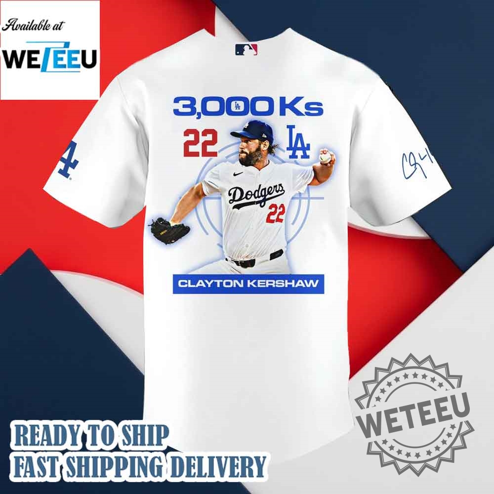 Los Angeles Dodgers X Clayton Kershaw 3000 Strikeouts Baseball Jersey 5 Los Angeles Dodgers x Clayton Kershaw 3000 Strikeouts Baseball Jersey