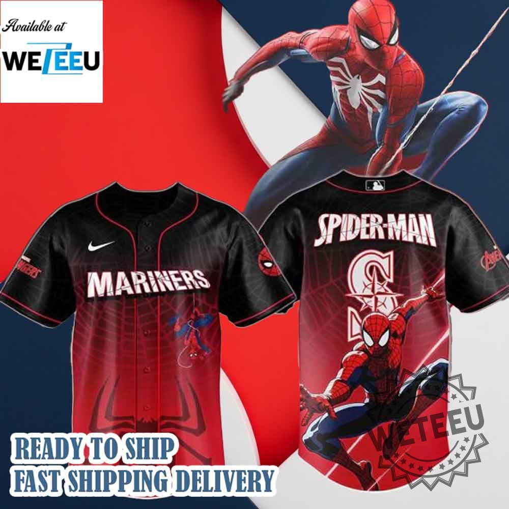 "Top Trendy Baseball Jackets and Jerseys: Alan Jackson to Spider-Man" 16 Seattle Mariners Mlb X Spider Man Game Night Baseball Jersey