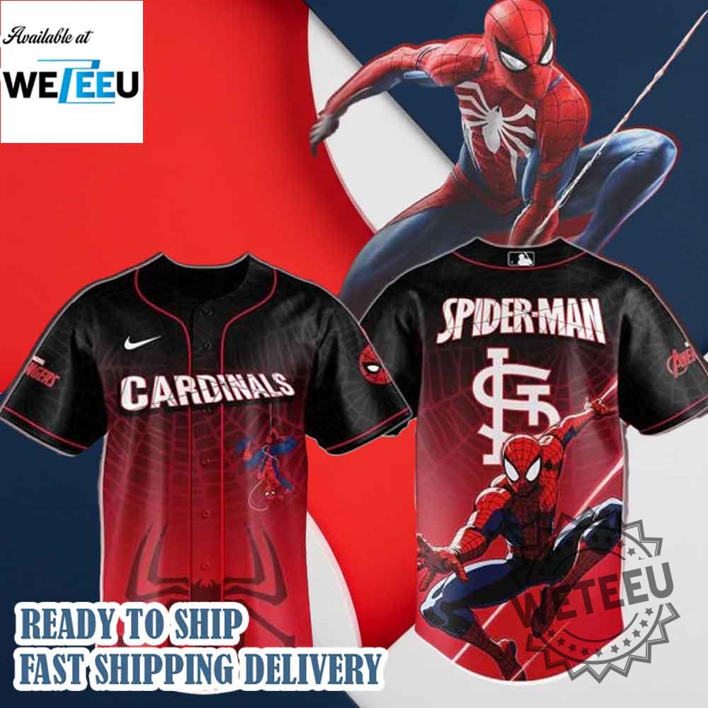 "Top Trendy Baseball Jackets and Jerseys: Alan Jackson to Spider-Man" 18 St Louis Cardinals Mlb X Spider Man Game Night Baseball Jersey