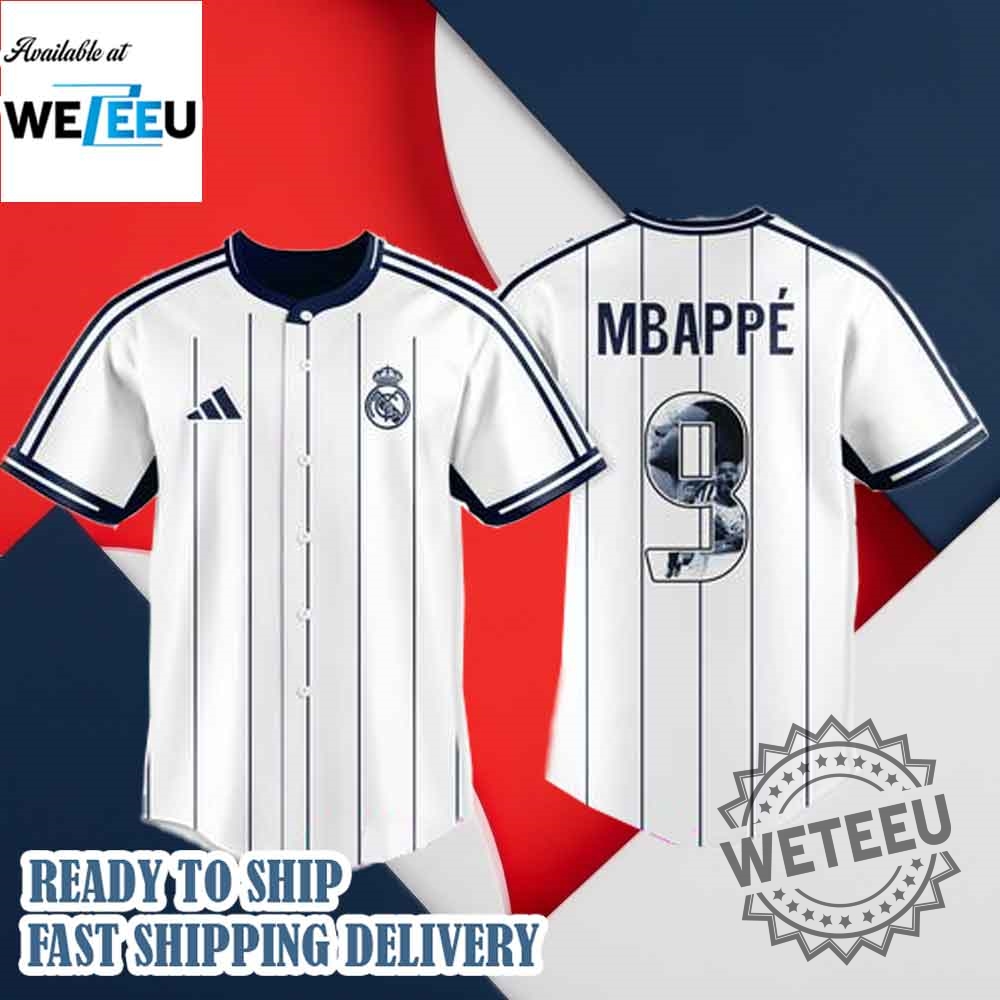 "Top Trendy Baseball Jackets and Jerseys: Alan Jackson to Spider-Man" 20 Real Madrid Mbappé 9 Pinstripe Baseball Jersey