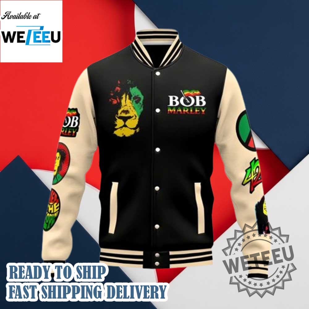 Bob Marley 80Th Anniversary King Of Reggae Baseball Jacket 4 Bob Marley 80th Anniversary King Of Reggae Baseball Jacket