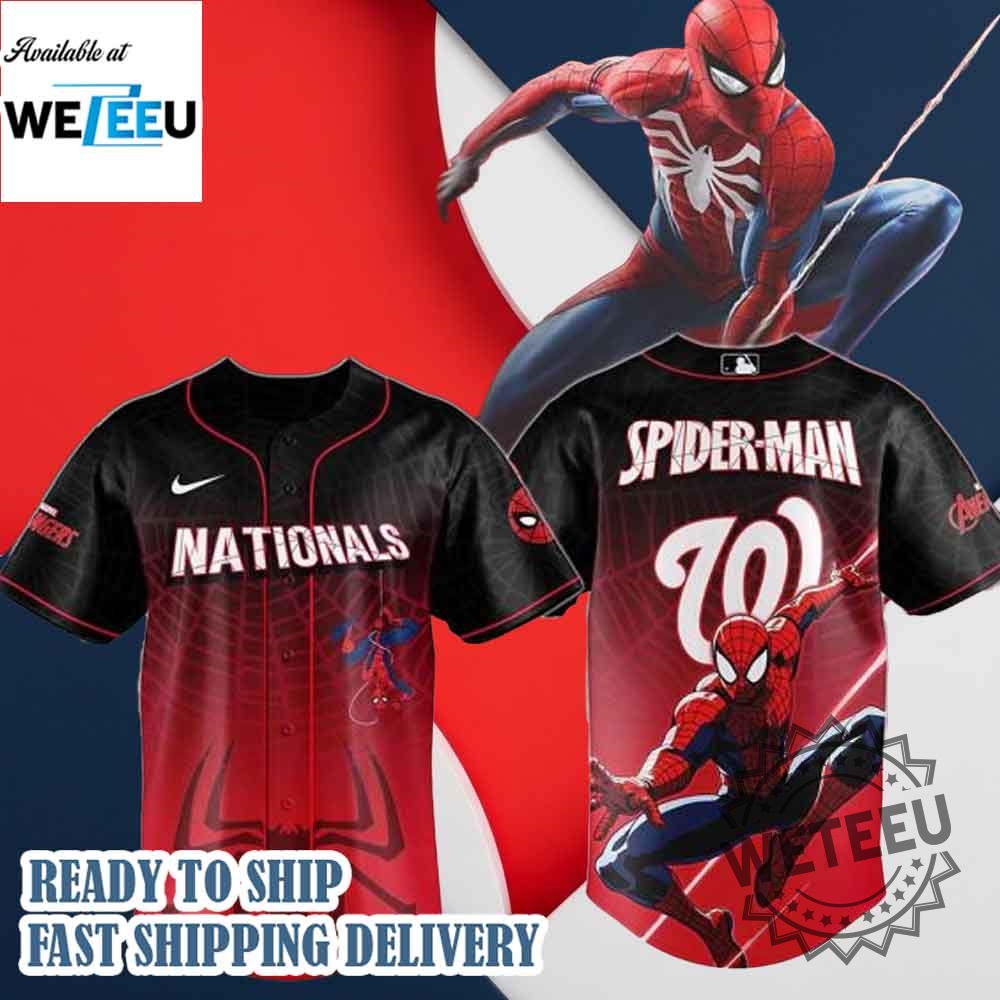 "Top 5 Unique Baseball Jackets and Jerseys for 2023 Fans" 5 Washington Nationals Mlb X Spider Man Game Night Baseball Jersey