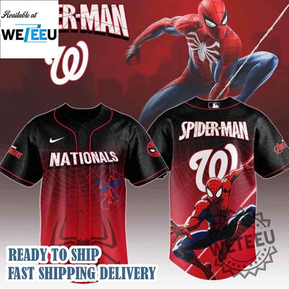 Washington Nationals Mlb X Spider Man Game Night Baseball Jersey 3 Washington Nationals MLB x Spider Man Game Night Baseball Jersey