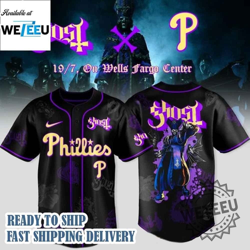 "Top 5 Unique Baseball Jackets and Jerseys for 2023 Fans" 19 Philadelphia Phillies X Ghost Band World Tour 2025 Baseball Jersey