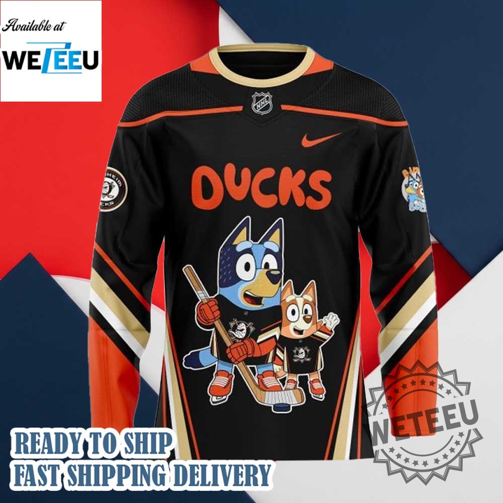 Anaheim Ducks Bluey And Bingo Hockey Jersey 4 Anaheim Ducks Bluey and Bingo Hockey Jersey