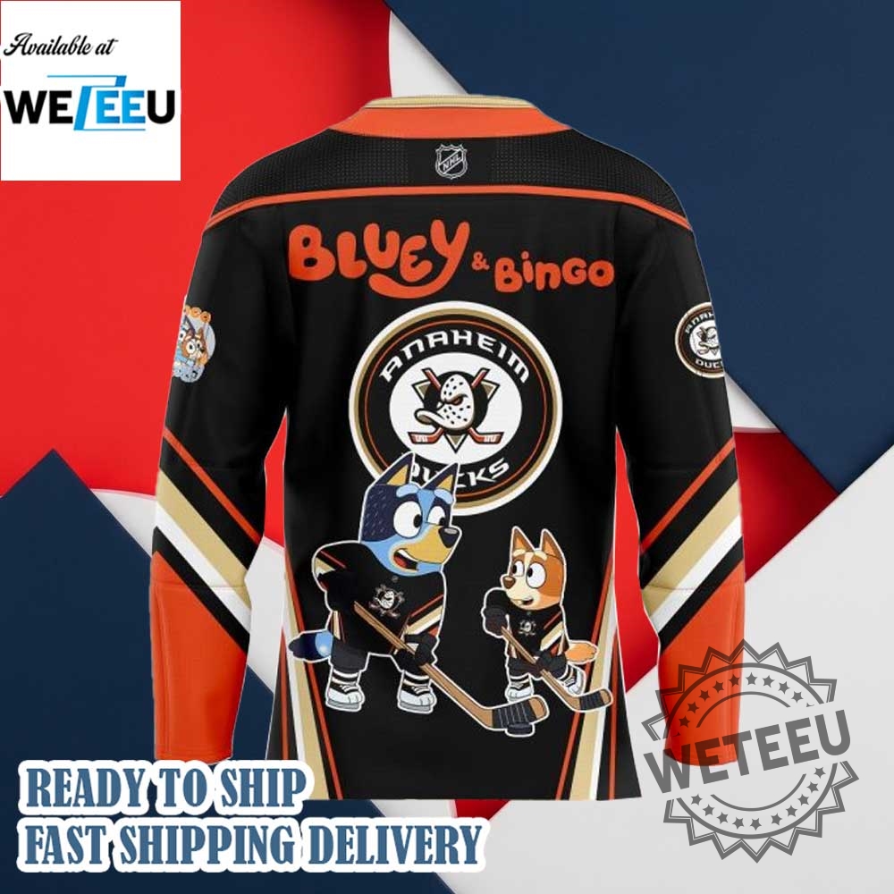 Anaheim Ducks Bluey And Bingo Hockey Jersey 5 Anaheim Ducks Bluey and Bingo Hockey Jersey