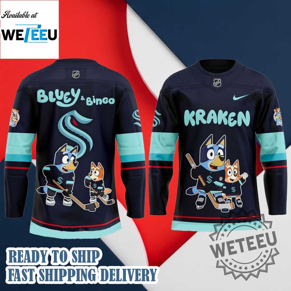 Seattle Kraken Bluey And Bingo Hockey Jersey