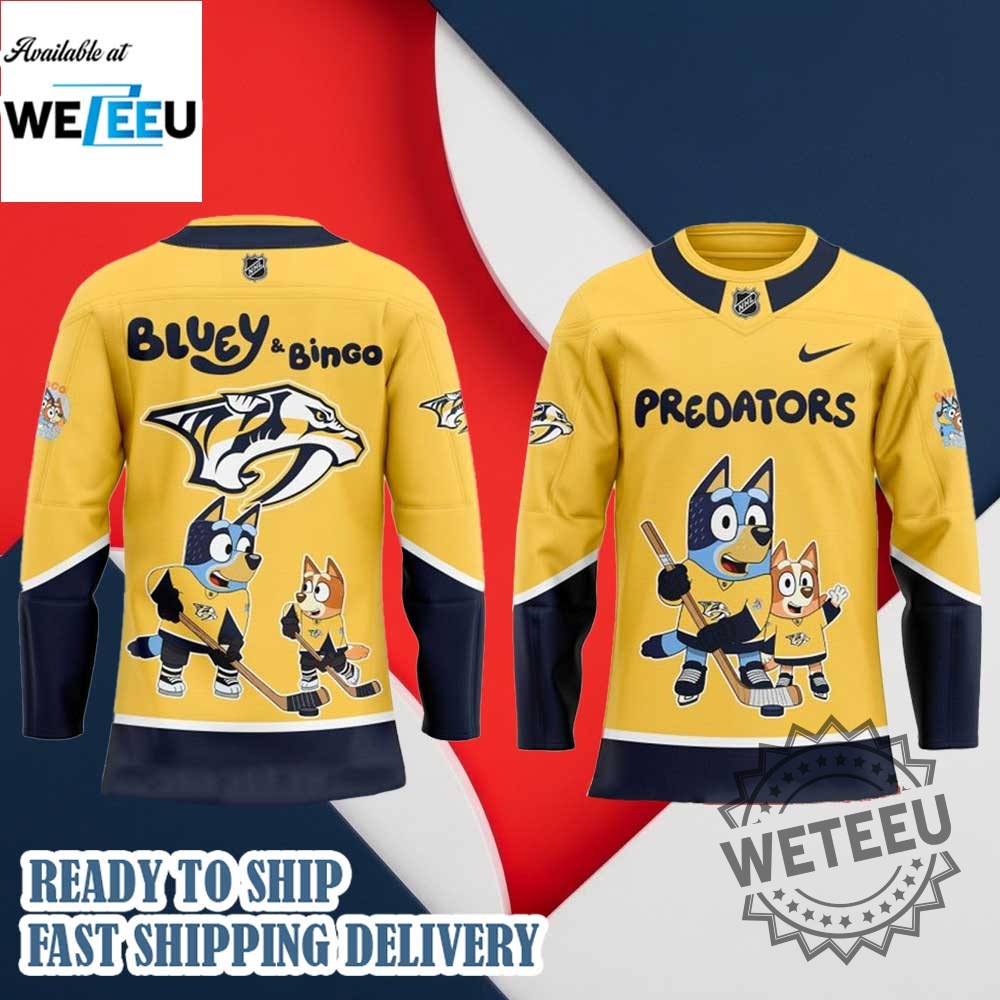 Nashville Predators Bluey And Bingo Hockey Jersey