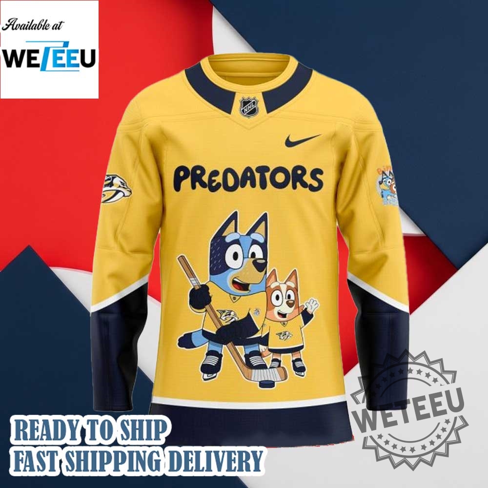 Nashville Predators Bluey And Bingo Hockey Jersey 4 Nashville Predators Bluey and Bingo Hockey Jersey