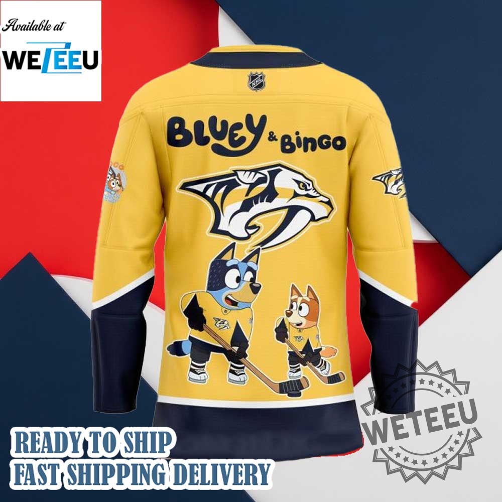 Nashville Predators Bluey And Bingo Hockey Jersey 5 Nashville Predators Bluey and Bingo Hockey Jersey