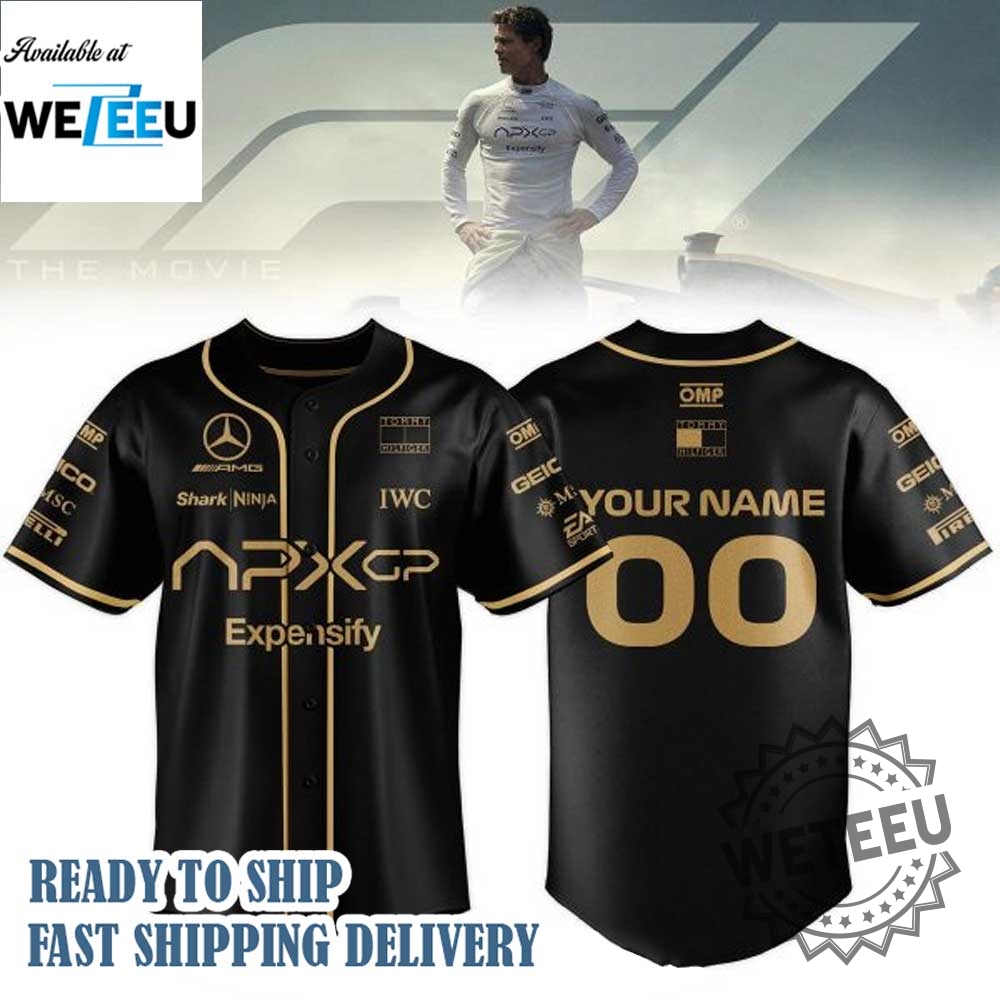 F1 The Movie 2025 Apxgp Black Personalized Baseball Jersey