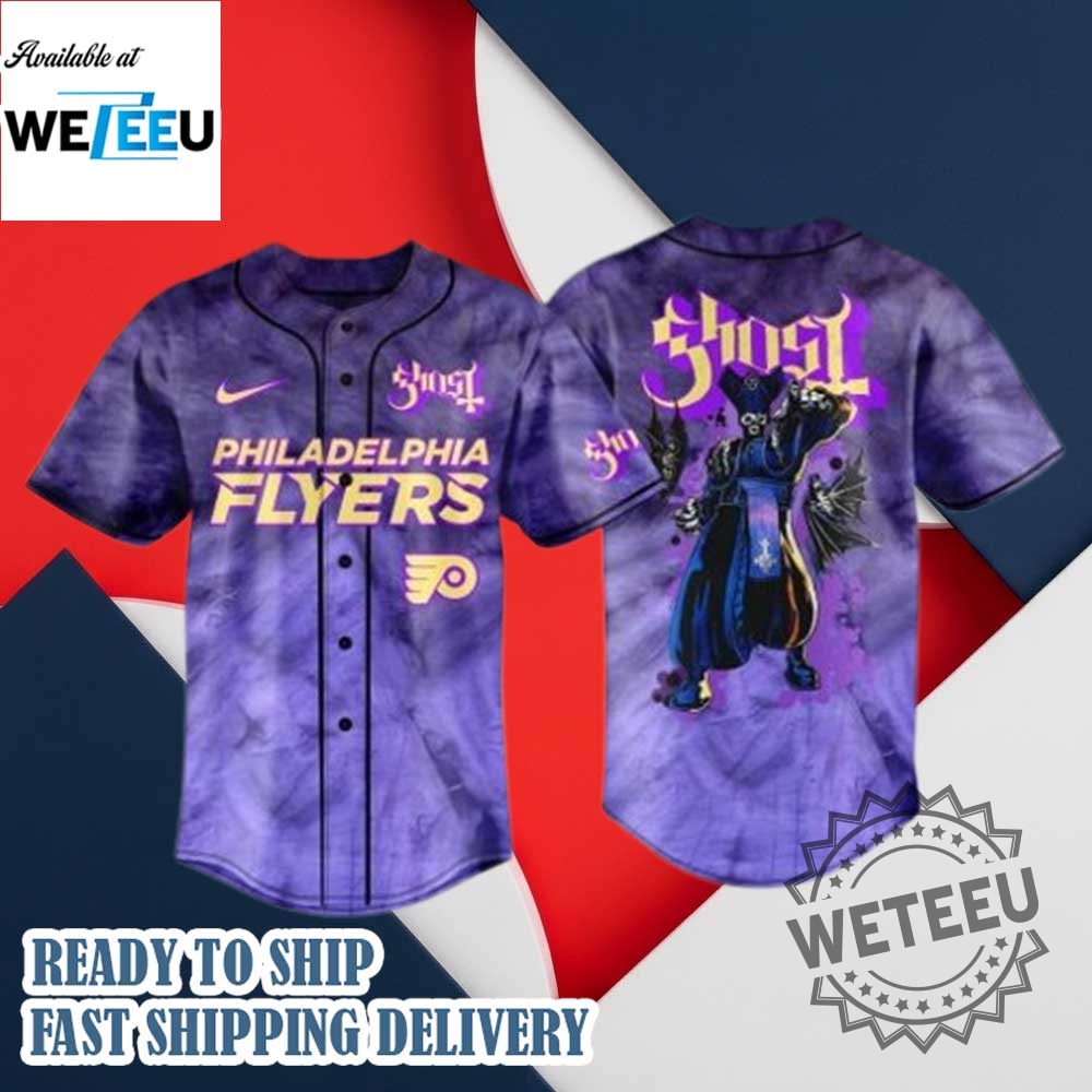 Philadelphia Flyers X Ghost Band Skeletour 2025 Baseball Jersey 7 Philadelphia Flyers x Ghost Band Skeletour 2025 Baseball Jersey