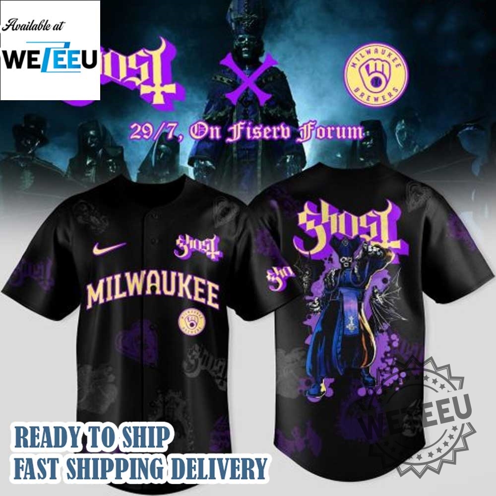 "Exclusive My Chemical Romance 2025 MLB Jerseys: Phillies, Dodgers & More" 12 Milwaukee Brewers X Ghost Band Skeletour 2025 Baseball Jersey